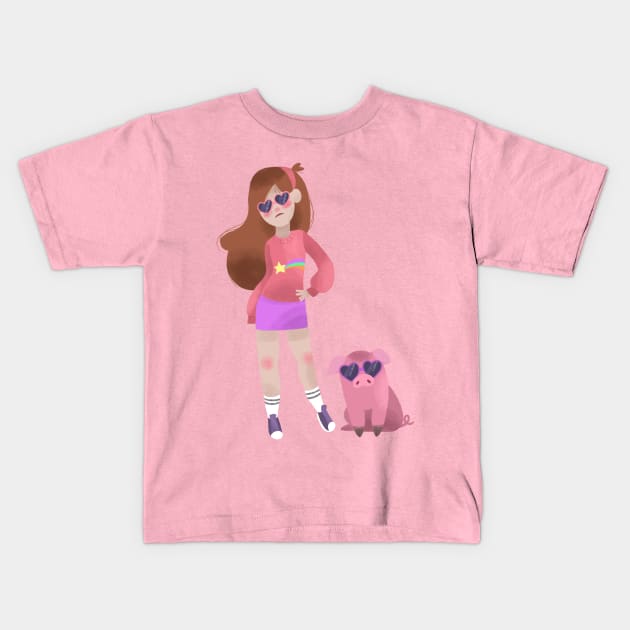 Cool Mabel and Waddles Kids T-Shirt by BubblegumGoat